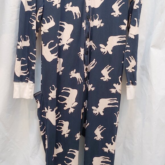 Lazy One XL Don't Moose With Me Blue & White 1 Pc Pajama with Trap Door Flapjack - Picture 11 of 13